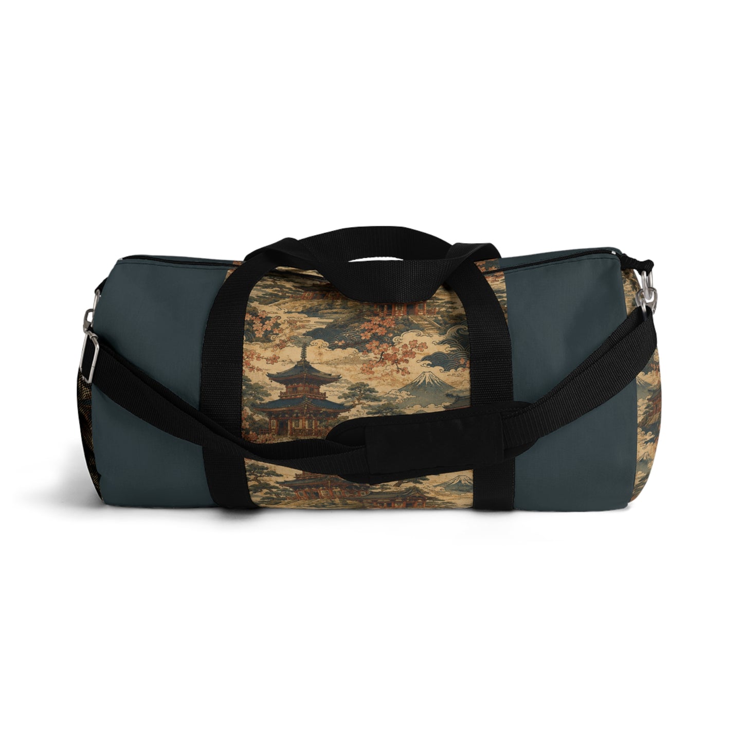 Vintage Japanese Dusty Peacock Temple Painting Duffel Gym Bag