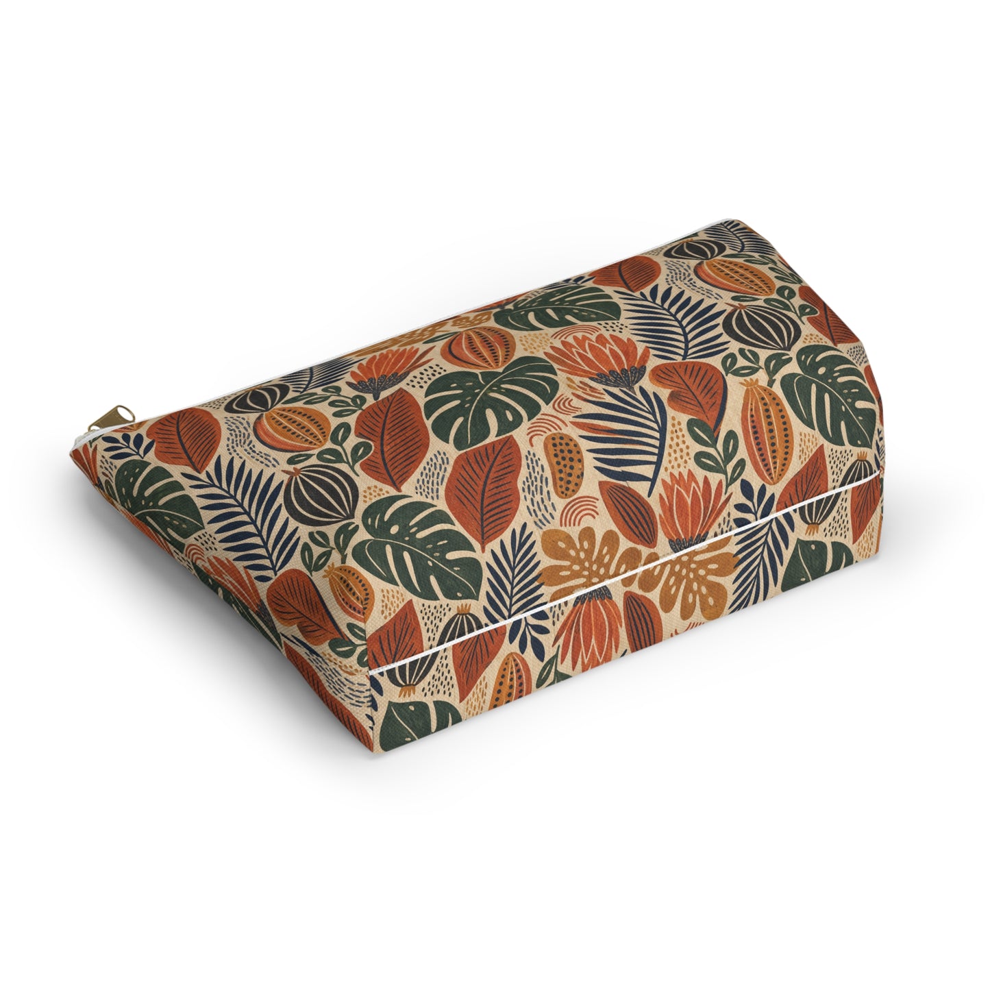 African Tribal Botanical Cacti Leaf Accessory Pouch Makeup Bag
