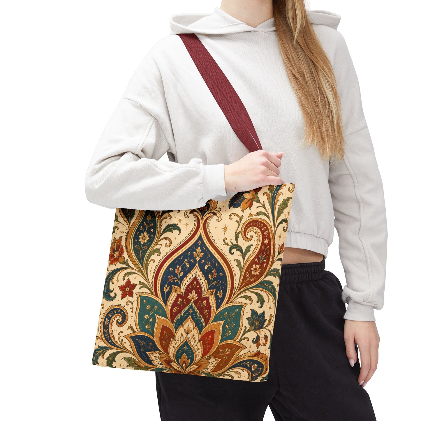 Indian Vintage Paisley Floral Full Art Tote Bag
