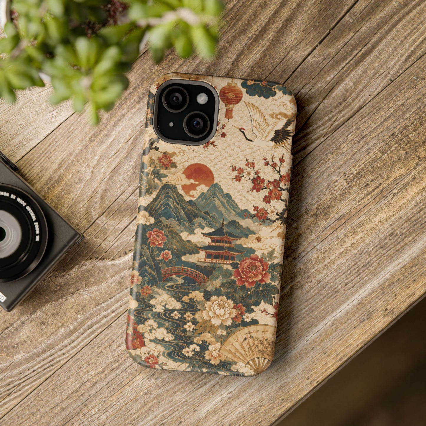 East Asian Vintage Landscape iPhone Case | Magnetic Impact-Resistant Case