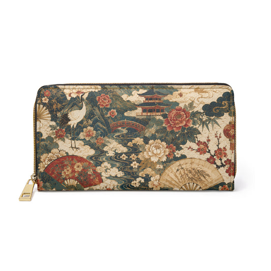 East Asian Vintage Landscape Zipper Wallet