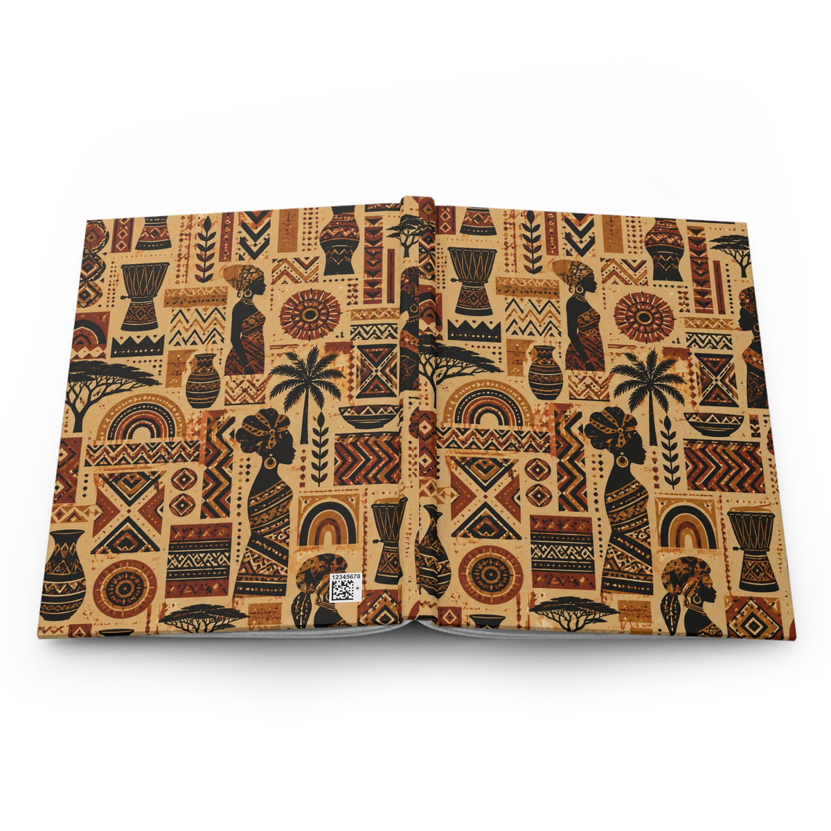 African Tribal Ethnic Silhouette Pattern Hardcover Journal