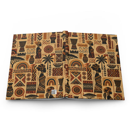 African Tribal Ethnic Silhouette Pattern Hardcover Journal