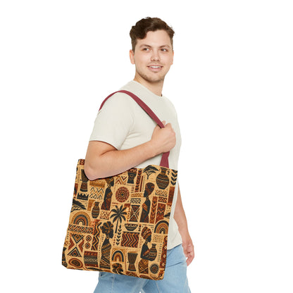 African Tribal Ethnic Silhouette Pattern Full Art Tote Bag
