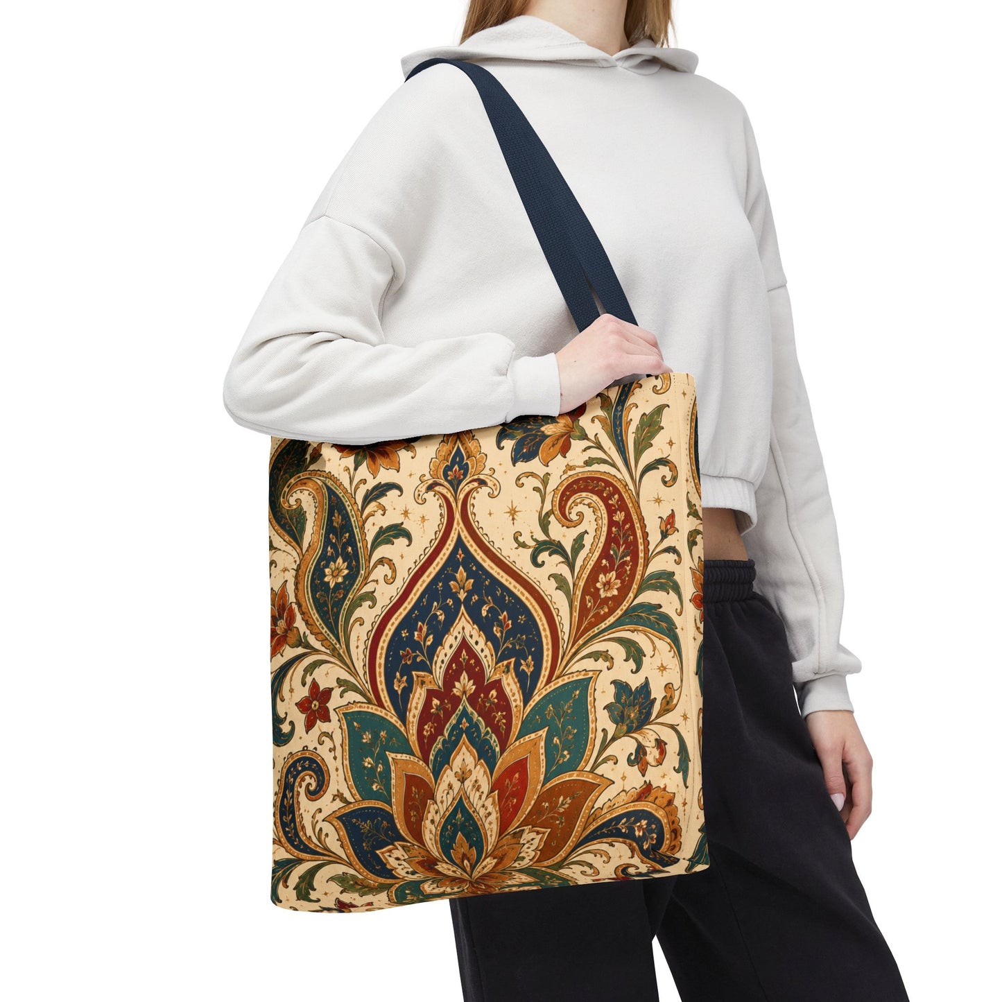 Indian Vintage Paisley Floral Full Art Tote Bag