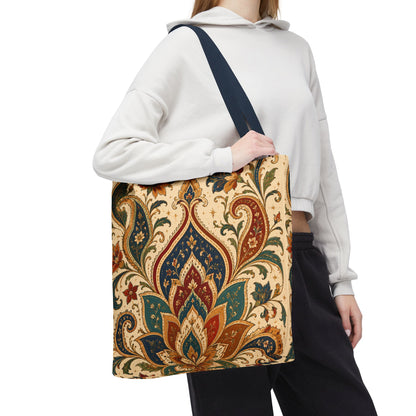 Indian Vintage Paisley Floral Full Art Tote Bag