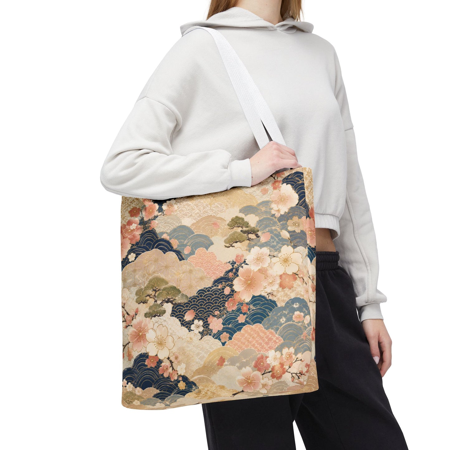 Vintage Japanese Waves & Clouds Painting Full Art Tote Bag