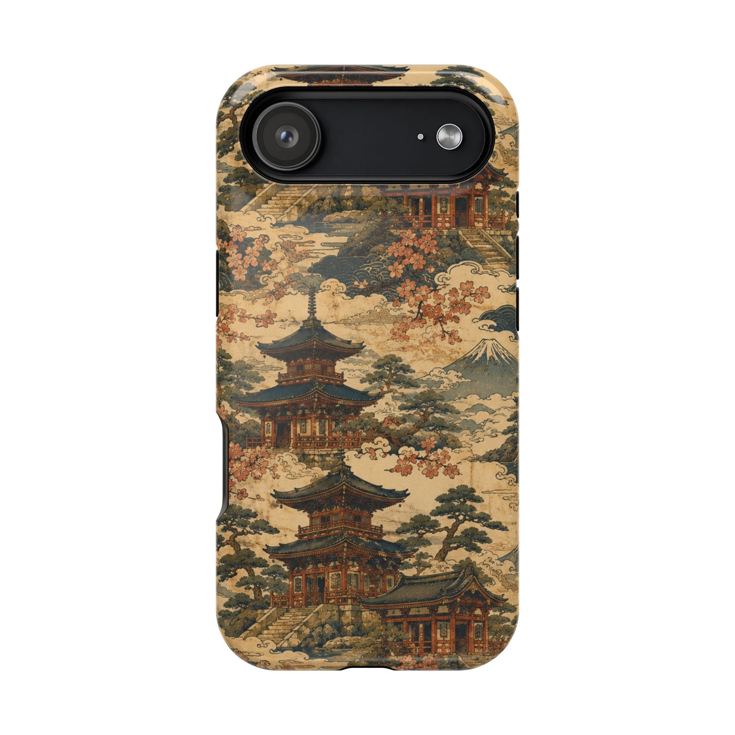 Vintage Japanese Temple Painting Magnetic Impact-Resistant iPhone Cases