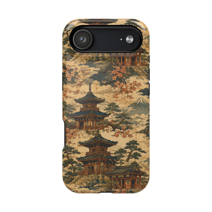 Vintage Japanese Temple Painting Magnetic Impact-Resistant iPhone Cases