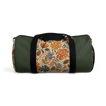 African Tribal Botanical Palm Military Green Gym Duffel Bag
