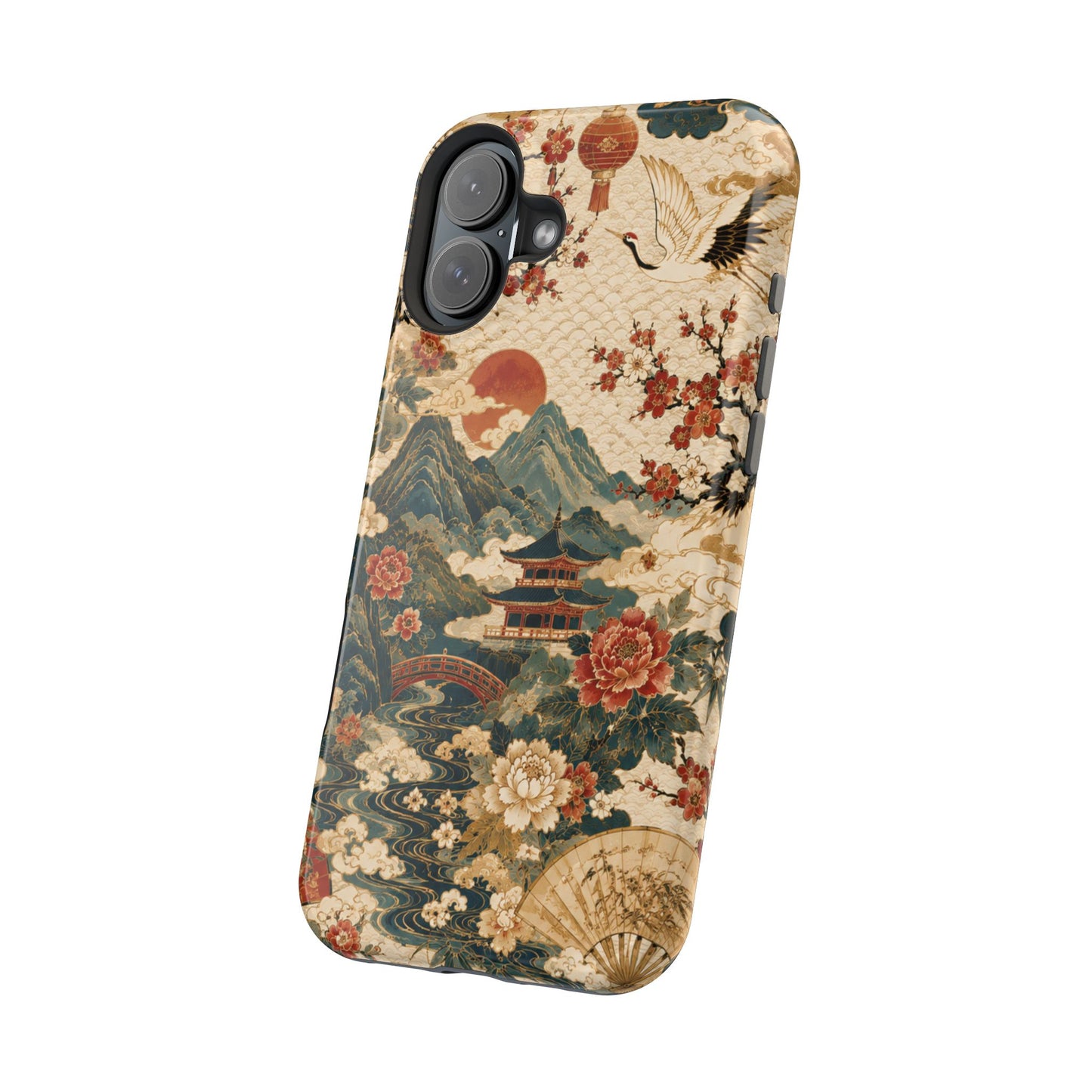 East Asian Vintage Landscape iPhone Case | Magnetic Impact-Resistant Case