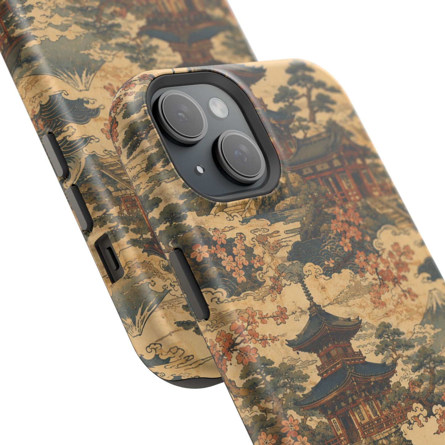 Vintage Japanese Temple Painting Magnetic Impact-Resistant iPhone Cases