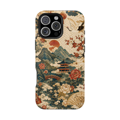 East Asian Vintage Landscape iPhone Case | Magnetic Impact-Resistant Case