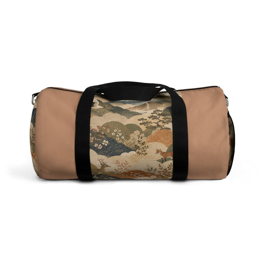Vintage Japanese Sandy Orange Animal Landscape Duffel Gym Bag