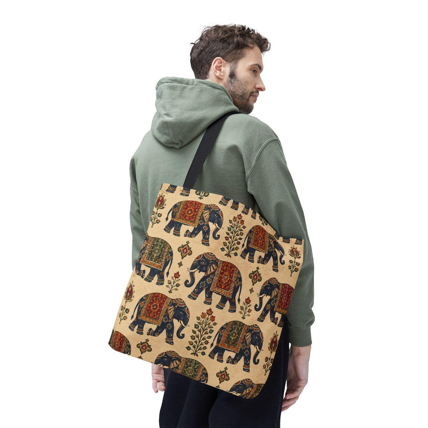 Indian Vintage Traditional Elephant Tapestry Full Art Tote Bag
