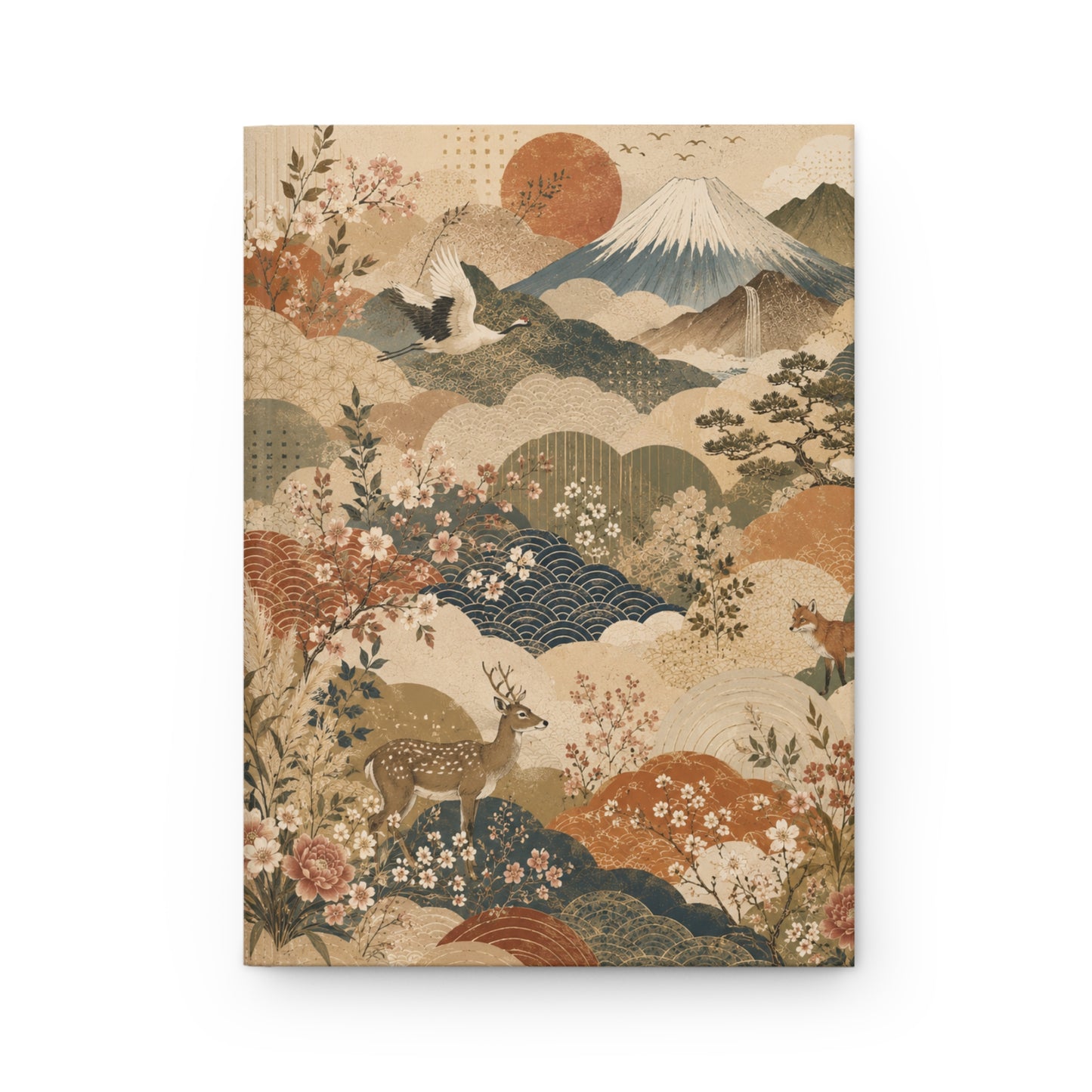 Vintage Japanese Animal Landscape Painting Hardcover Journal