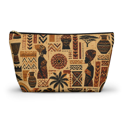 African Tribal Ethnic Silhouette Pattern Accessory Pouch Makeup Bag