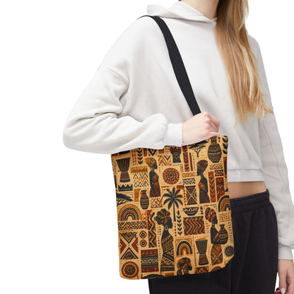 African Tribal Ethnic Silhouette Pattern Full Art Tote Bag