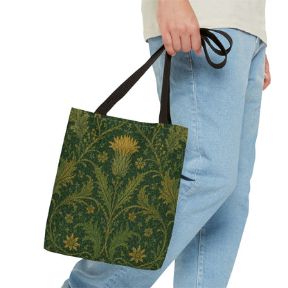 William Morris Forest Green Damask Floral Full Tote Bag