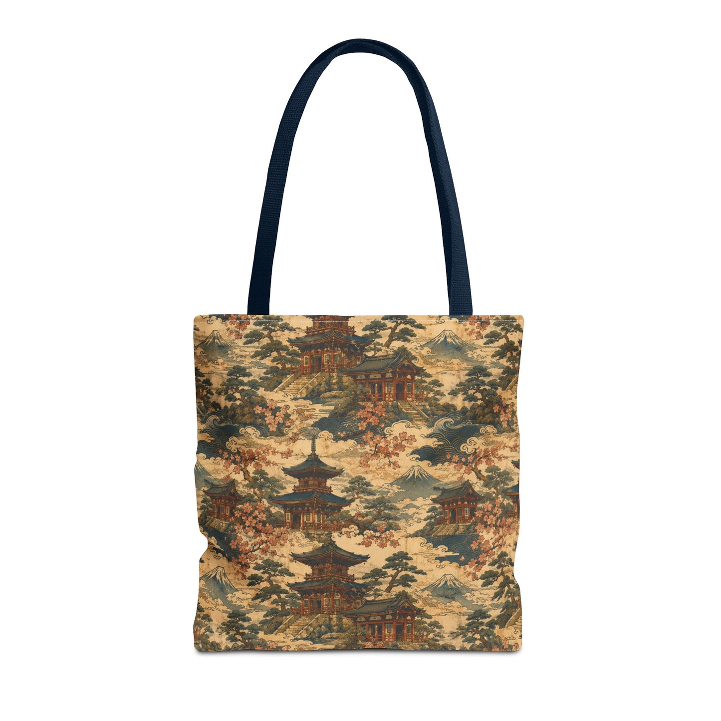 Vintage Japanese Temple Painting Full Art Tote Bag