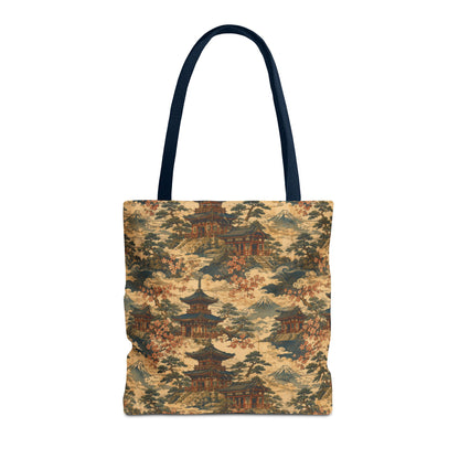 Vintage Japanese Temple Painting Full Art Tote Bag