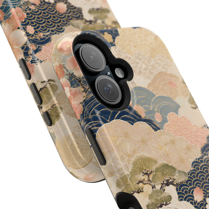 Vintage Japanese Floral Wave Magnetic Impact-Resistant iPhone Cases