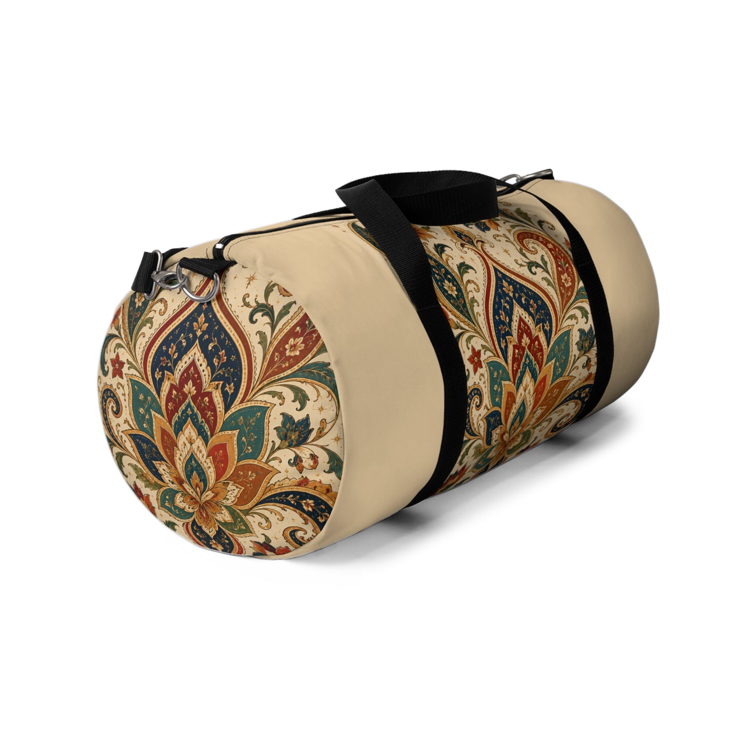 Indian Vintage Floral Paisley Beige Duffel Gym Bag
