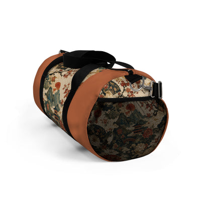 East Asian Vintage Landscape Papaya Orange Duffel Gym Bag