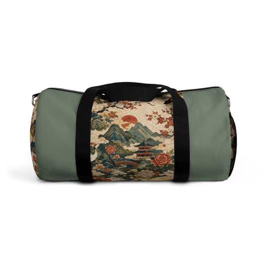 East Asian Vintage Landscape Pastel Green Duffel Gym Bag