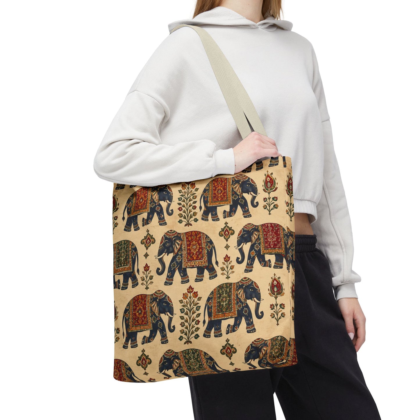 Indian Vintage Traditional Elephant Tapestry Full Art Tote Bag