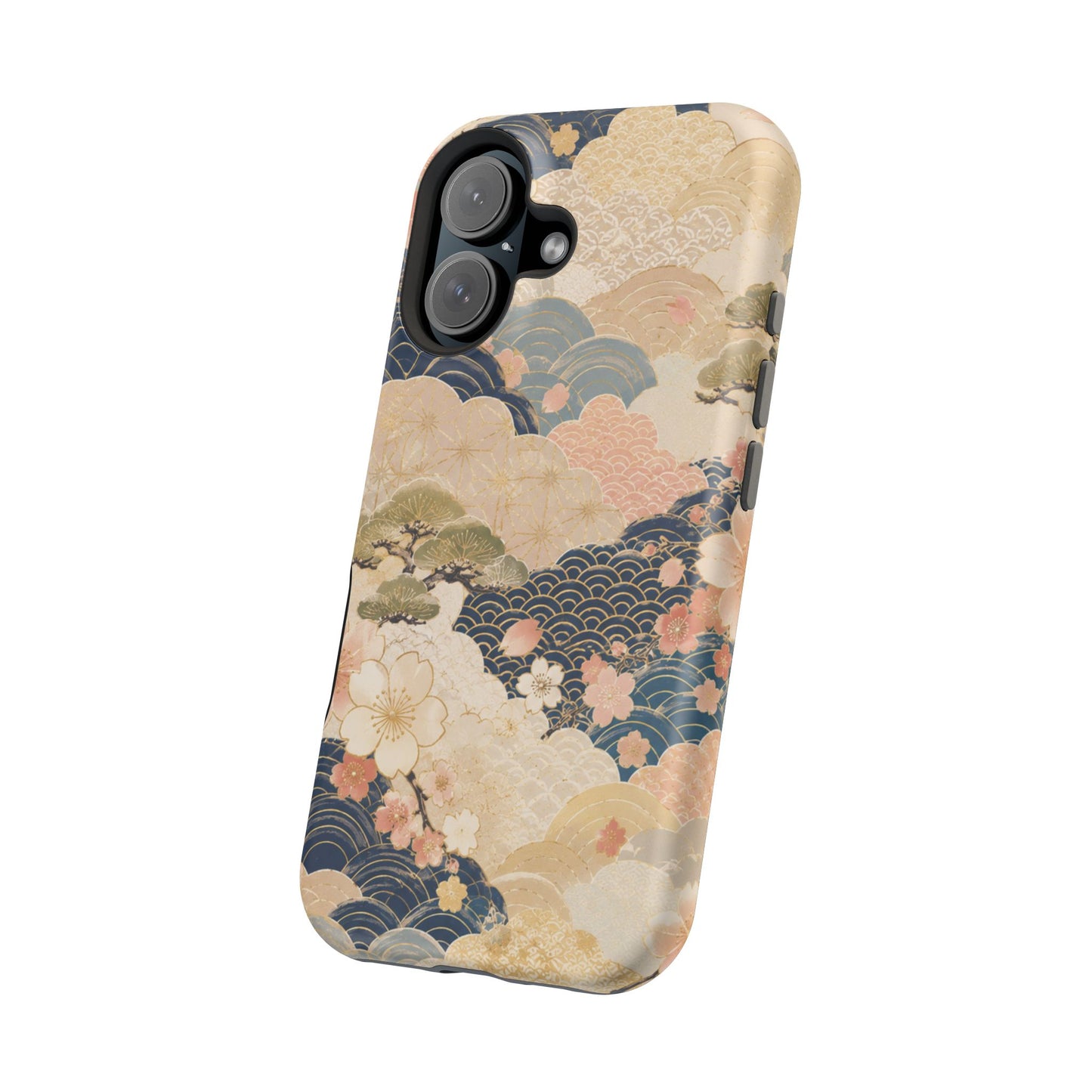 Vintage Japanese Floral Wave Magnetic Impact-Resistant iPhone Cases