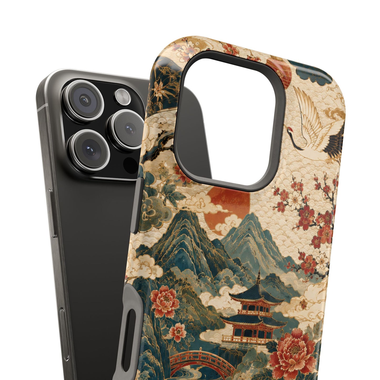 East Asian Vintage Landscape iPhone Case | Magnetic Impact-Resistant Case