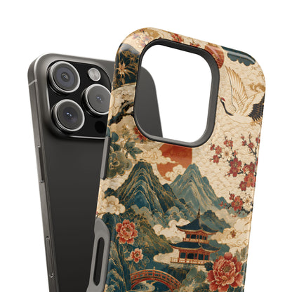 East Asian Vintage Landscape iPhone Case | Magnetic Impact-Resistant Case