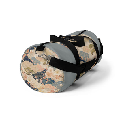 Vintage Japanese Cloudy Blue Wave & Clouds Duffel Bag