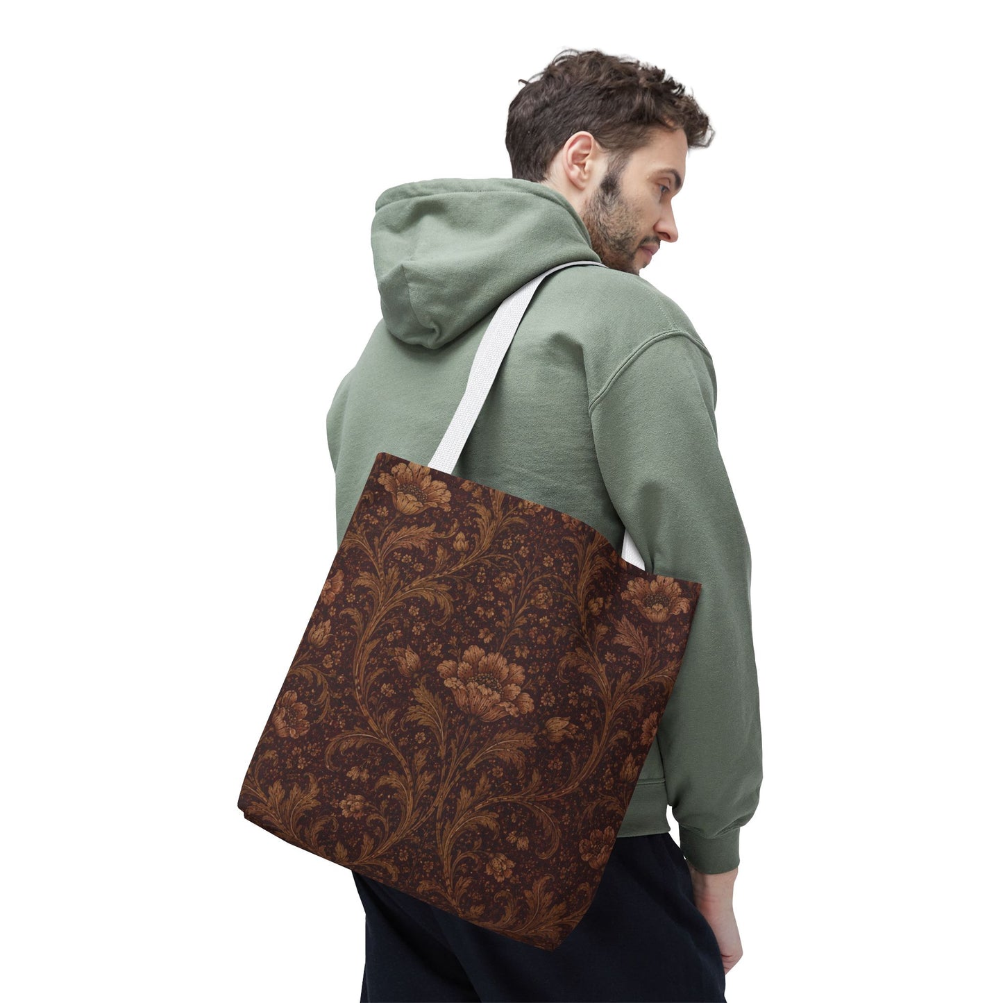 William Morris Floral Damask Maroon Full Art Tote Bag