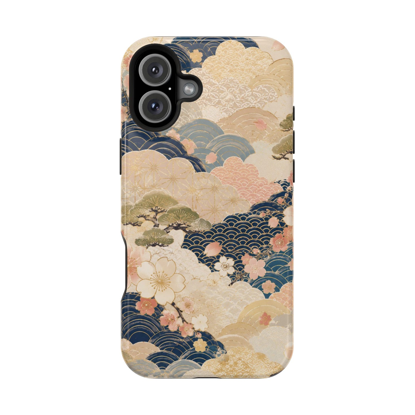 Vintage Japanese Floral Wave Magnetic Impact-Resistant iPhone Cases