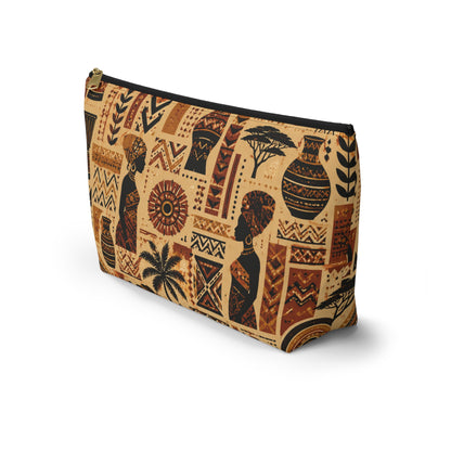 African Tribal Ethnic Silhouette Pattern Accessory Pouch Makeup Bag