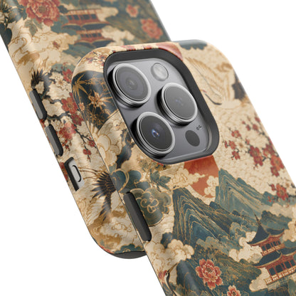 East Asian Vintage Landscape iPhone Case | Magnetic Impact-Resistant Case