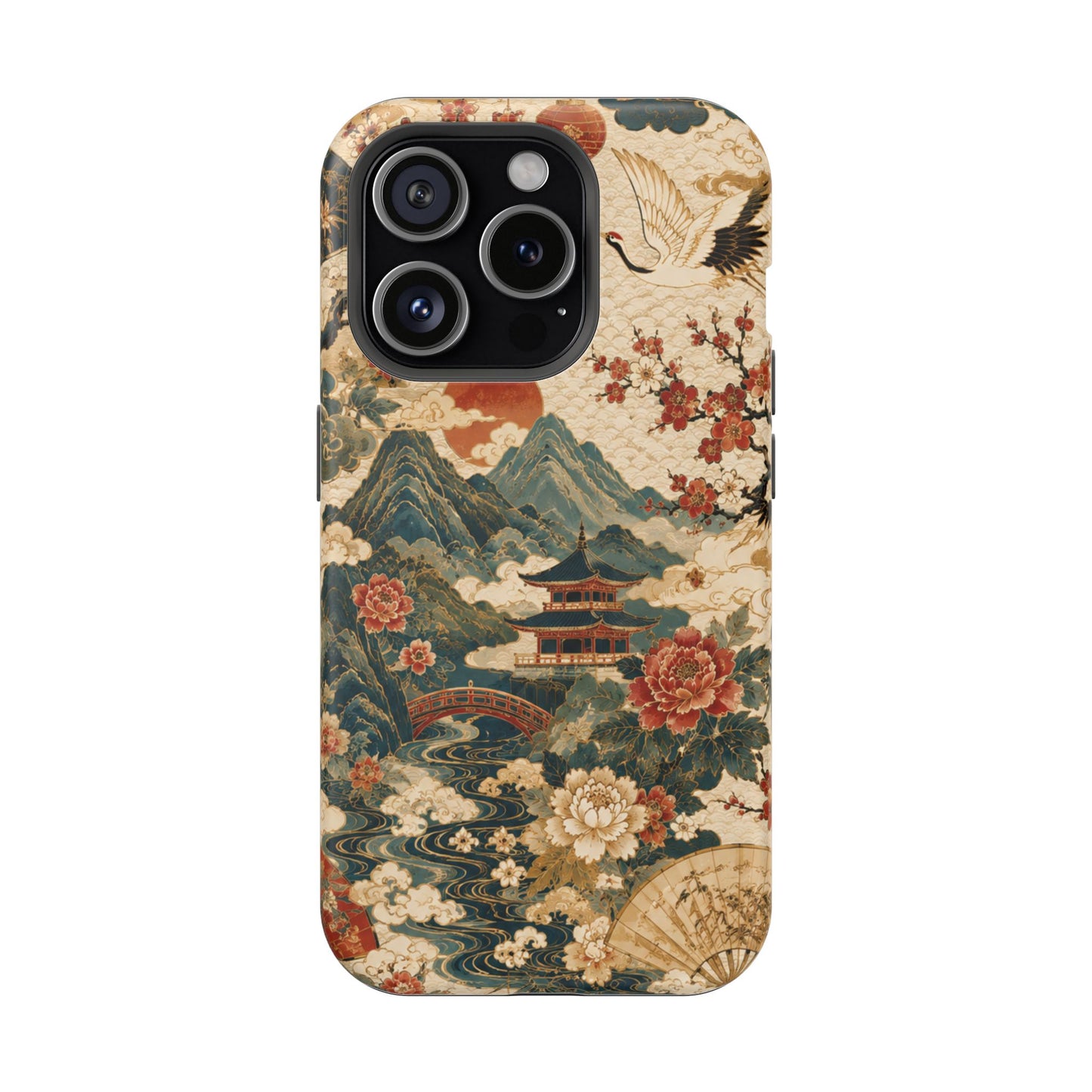 East Asian Vintage Landscape iPhone Case | Magnetic Impact-Resistant Case