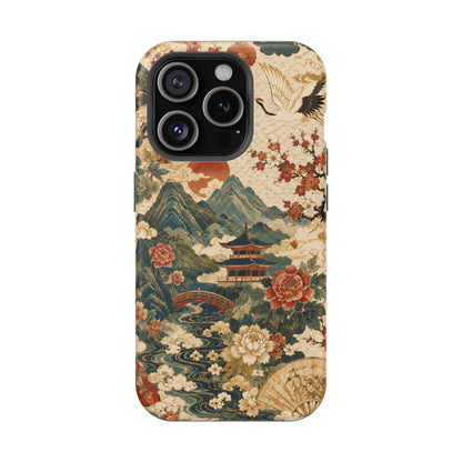 East Asian Vintage Landscape iPhone Case | Magnetic Impact-Resistant Case
