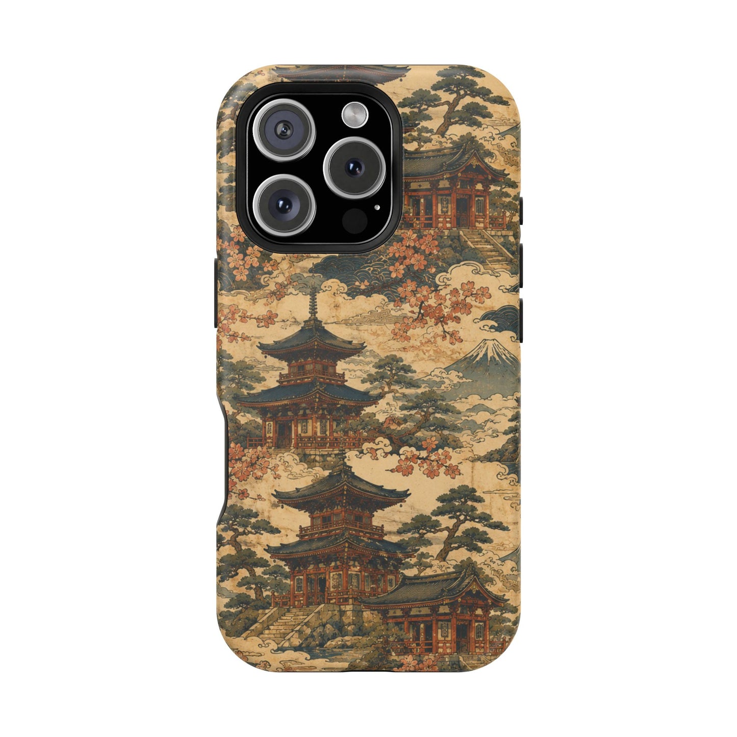 Vintage Japanese Temple Painting Magnetic Impact-Resistant iPhone Cases