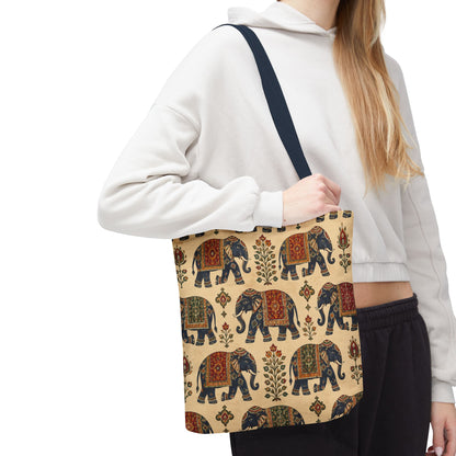 Indian Vintage Traditional Elephant Tapestry Full Art Tote Bag