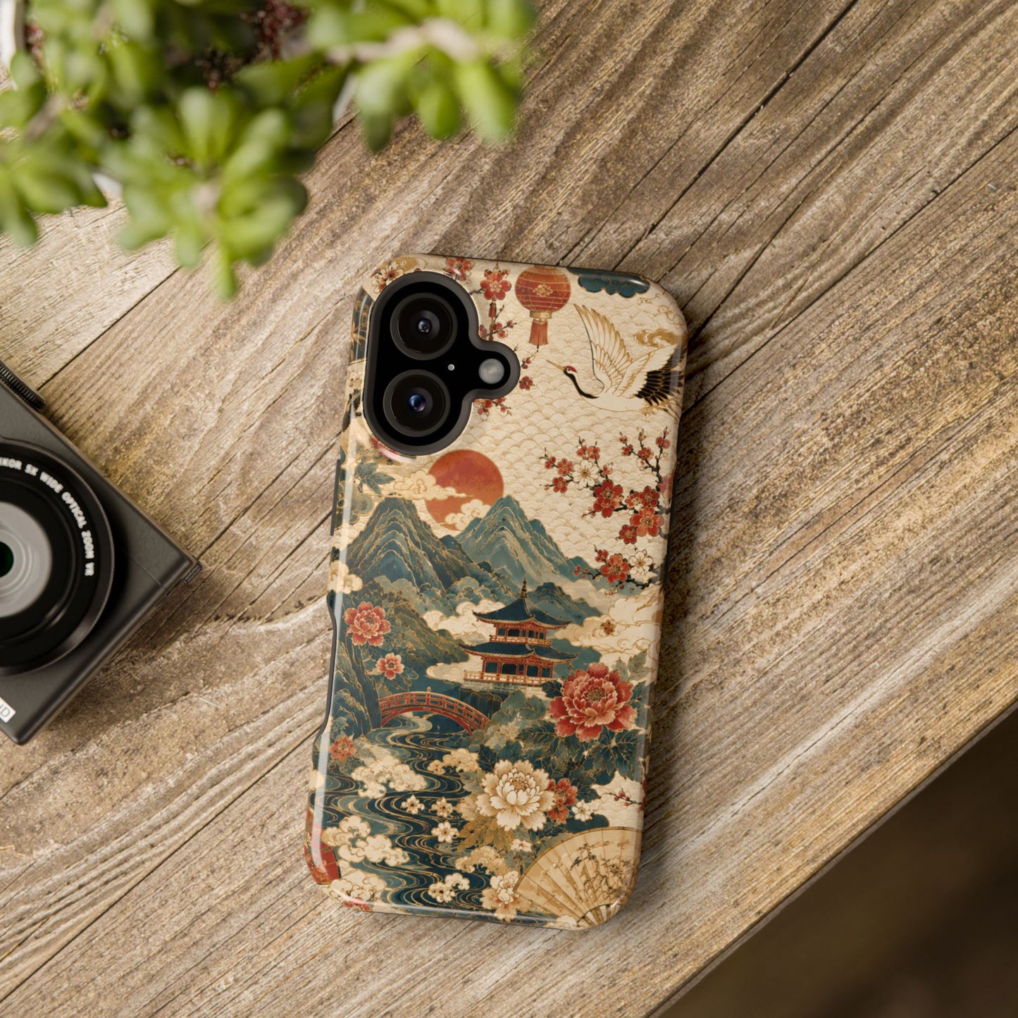 East Asian Vintage Landscape iPhone Case | Magnetic Impact-Resistant Case