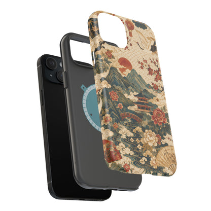 East Asian Vintage Landscape iPhone Case | Magnetic Impact-Resistant Case