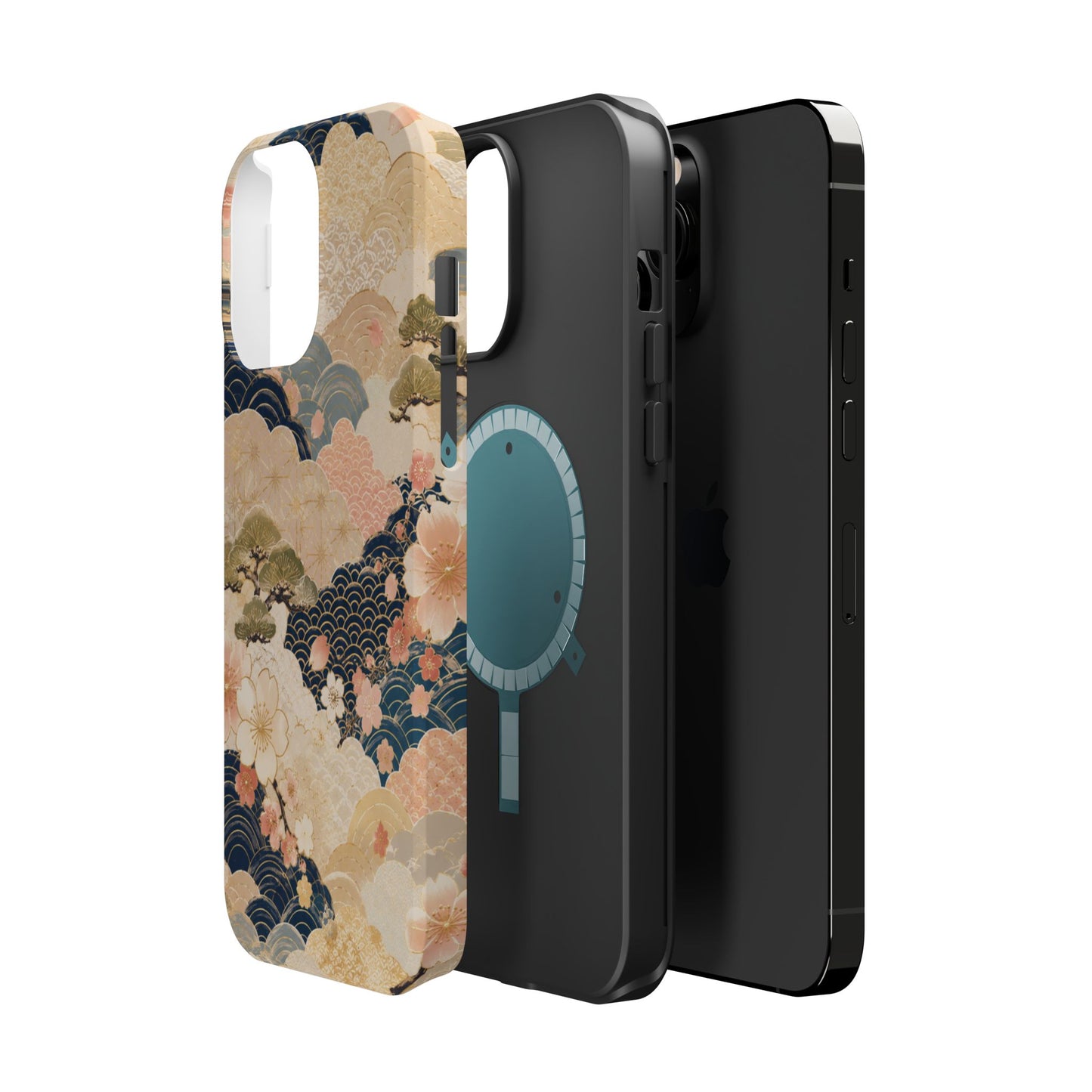 Vintage Japanese Floral Wave Magnetic Impact-Resistant iPhone Cases