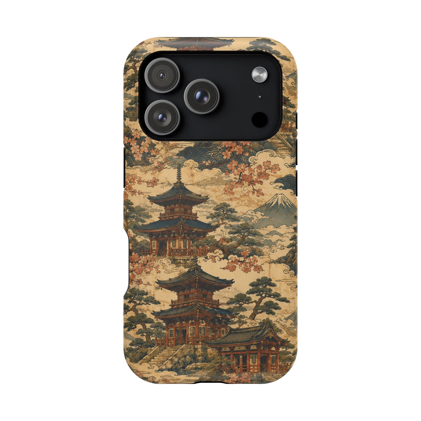 Vintage Japanese Temple Painting Magnetic Impact-Resistant iPhone Cases