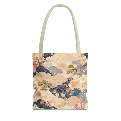 Vintage Japanese Waves & Clouds Painting Full Art Tote Bag
