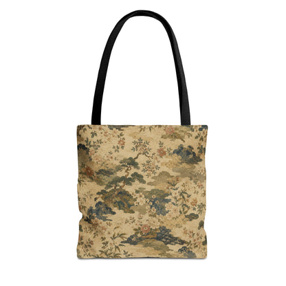 Vintage Japanese Floral Painting Full Art Tote Bag