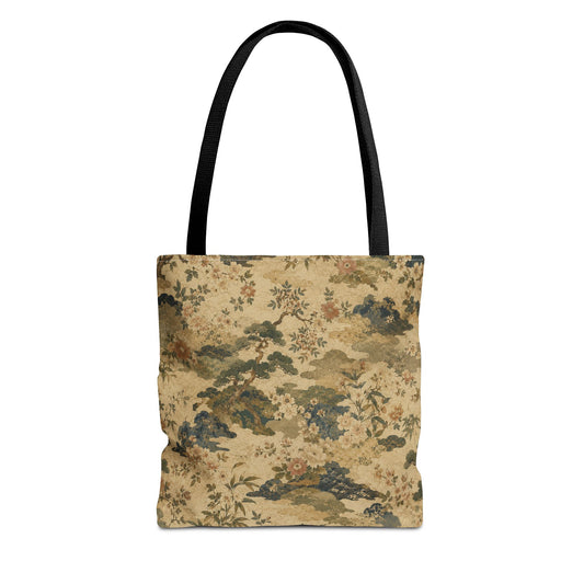 Vintage Japanese Floral Painting Full Art Tote Bag