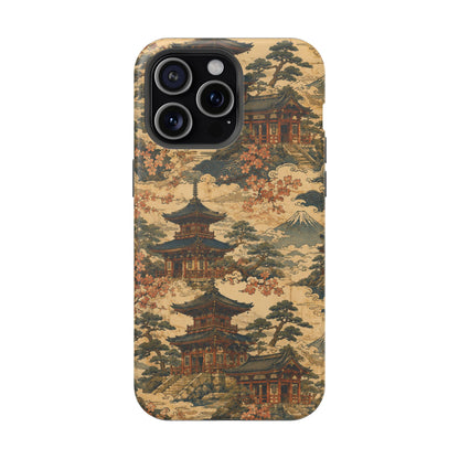 Vintage Japanese Temple Painting Magnetic Impact-Resistant iPhone Cases